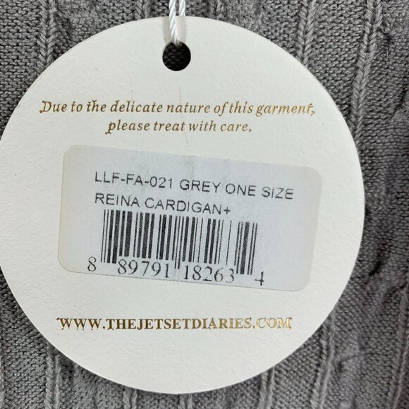 TJD Jetset Diaries Reina Cable Knit Cardigan Sweater Duster Plus Size Grey NWT - Picture 10 of 14